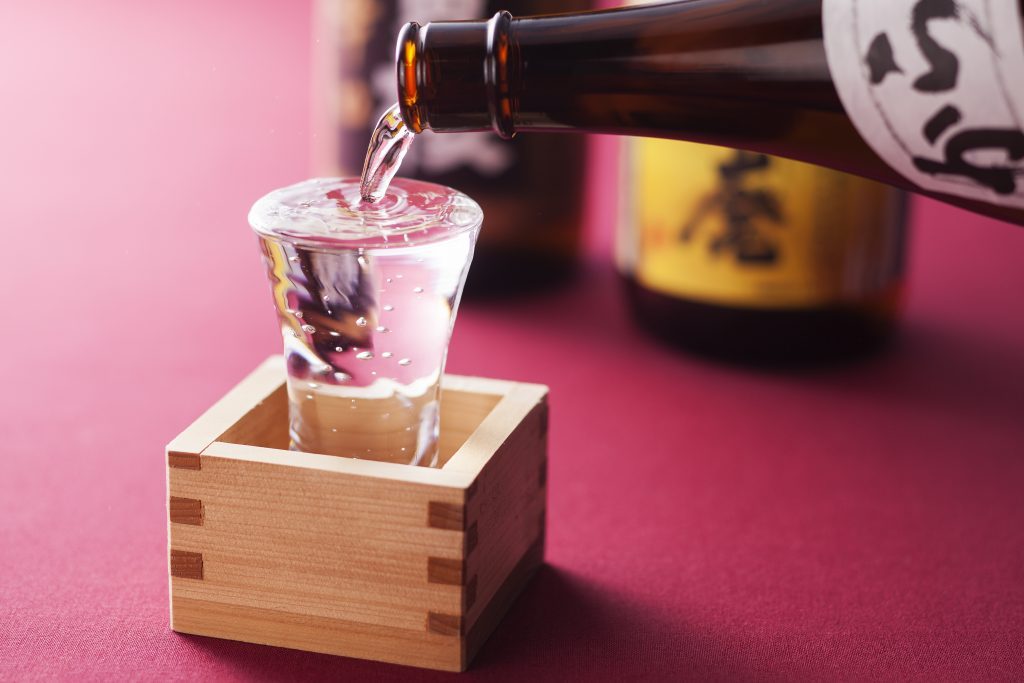 Osaka’s local Japanese sake selection is lined up. 