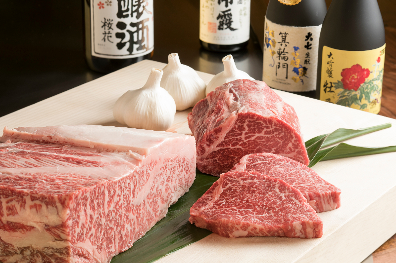 Japanese brand beef selection including Omi beef